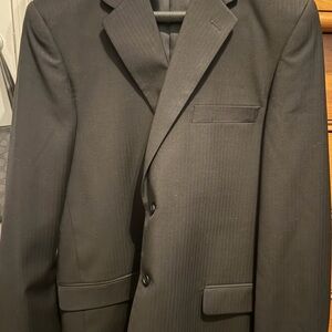 Caravelli Men's Black Pinstripe Suit Jacket 20R Two-Button Notch Lapel